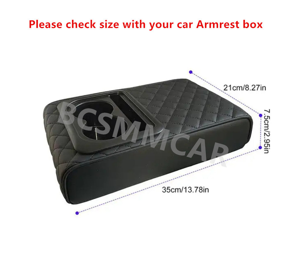 PU Leather Car Armrest Pad Cover Auto Center Console Box Cushion Mat Organizer