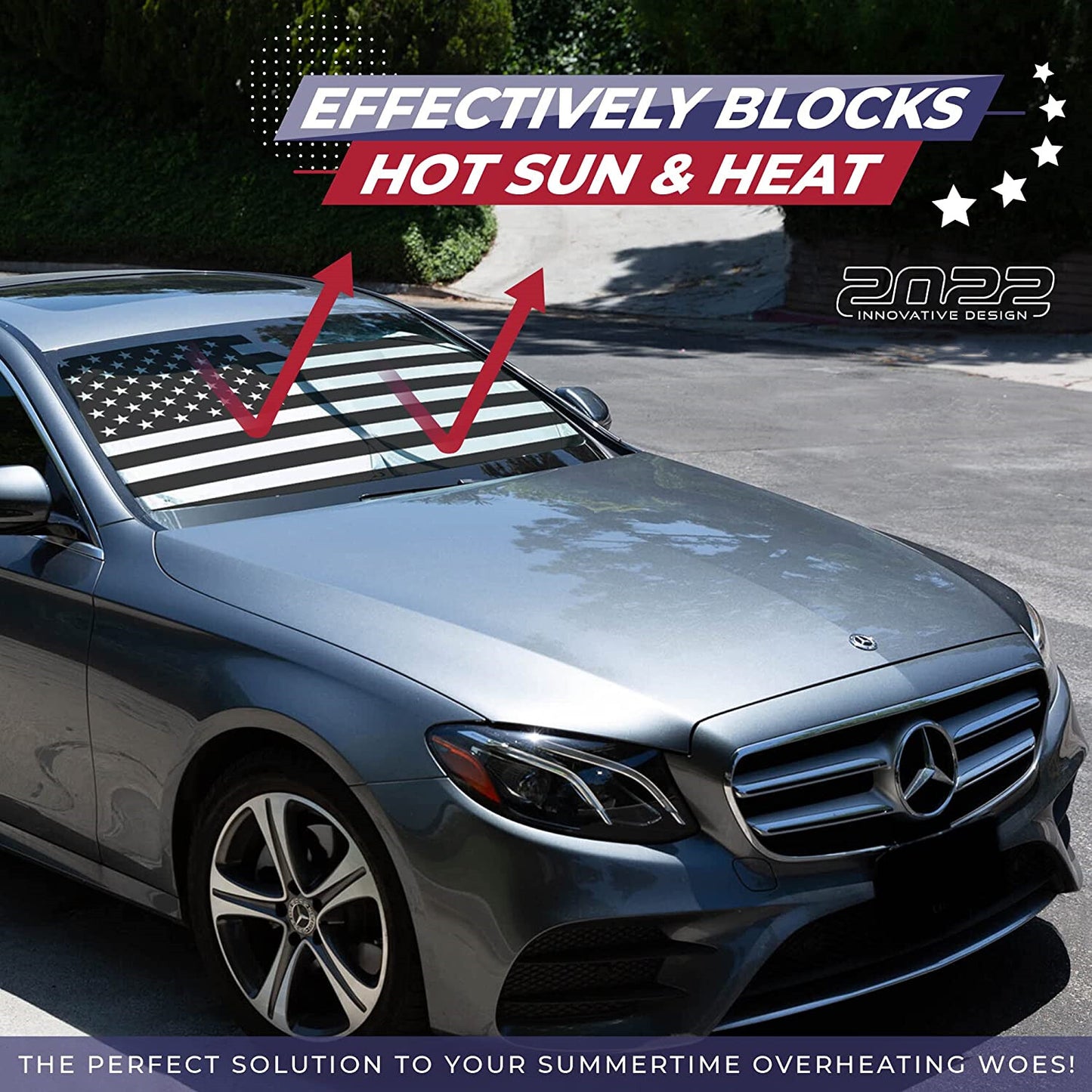 For 2008-2023 for Nissan Rouge US Flag Windshield Sun Shade Front UV Ray Block Cover
