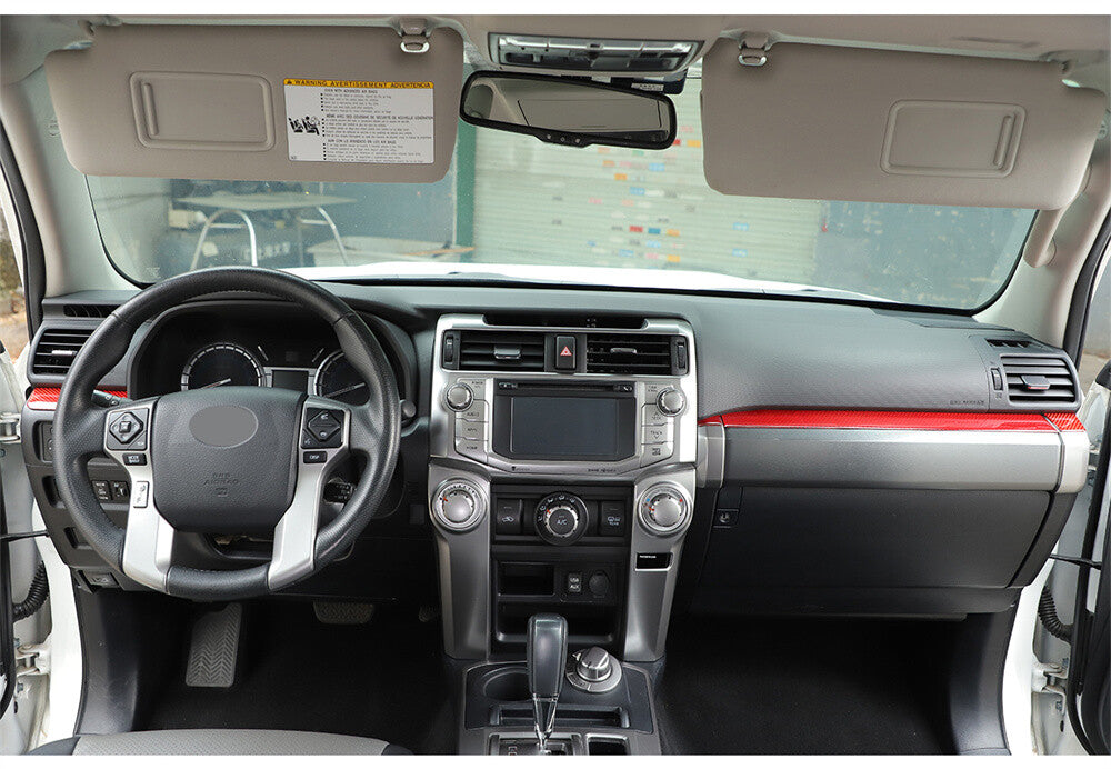 4¡ÁRed Carbon Fiber Center Console Dashboard Panel Cover For Toyot@ 4Runner 2010+