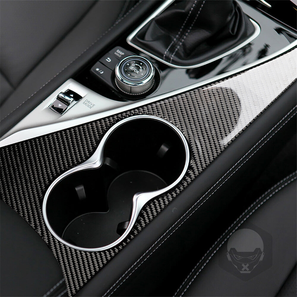 Carbon Fiber Water Cup Holder Panel Trim Cover Fit for Infiniti Q50 Q60 2014-22
