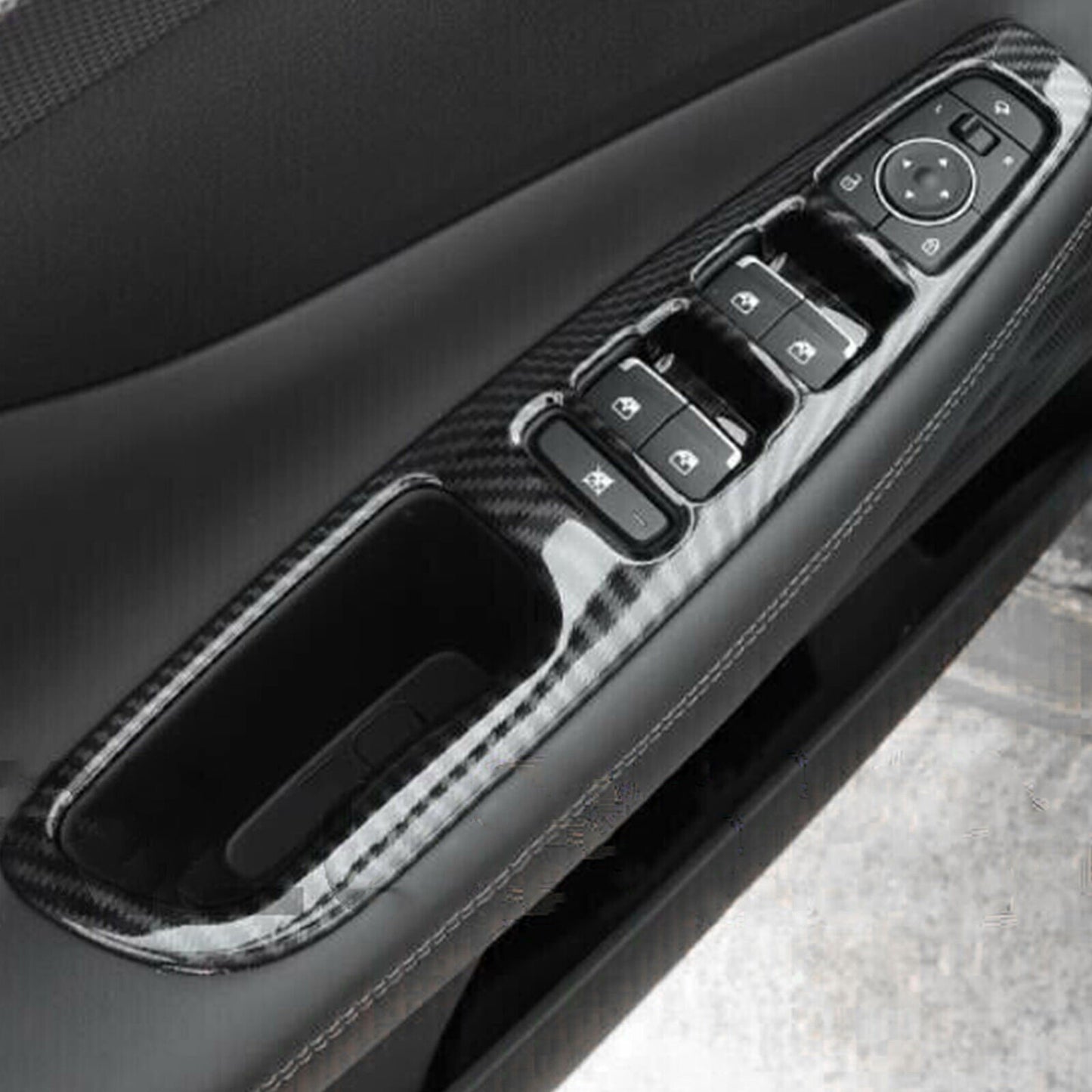 for Hyundai Santa Fe 2019-2022 Carbon Fiber Style Window Lift Switch Cover Trim