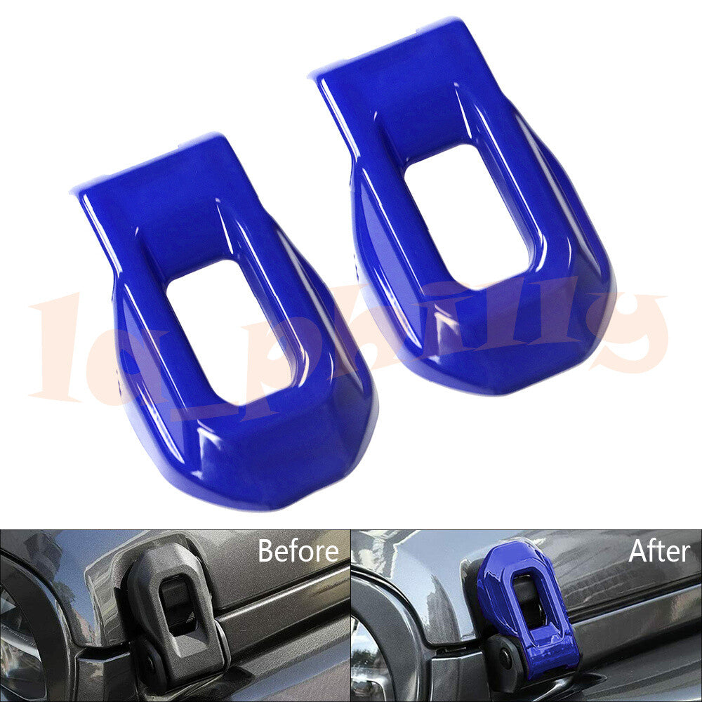 2 Engine Hood Lock Latch Buckle Cover Trim For 2018-21 for Jeep for Wrangler JL JT Blue