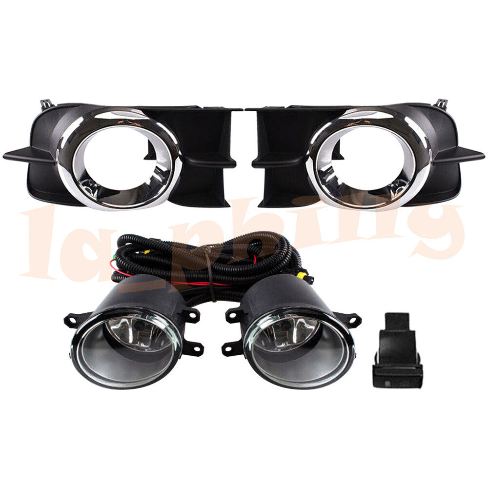 Car Fog Lamp Lights Fits 2009-2012 for Toyota Wish Complete Kit w/Bulb Bezel Wire