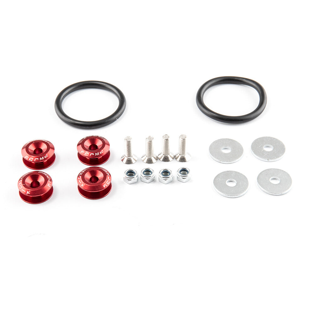 JDM Quick Release Fasteners Bumper Trunk Fender Hatch Lids Kit Aluminum Red