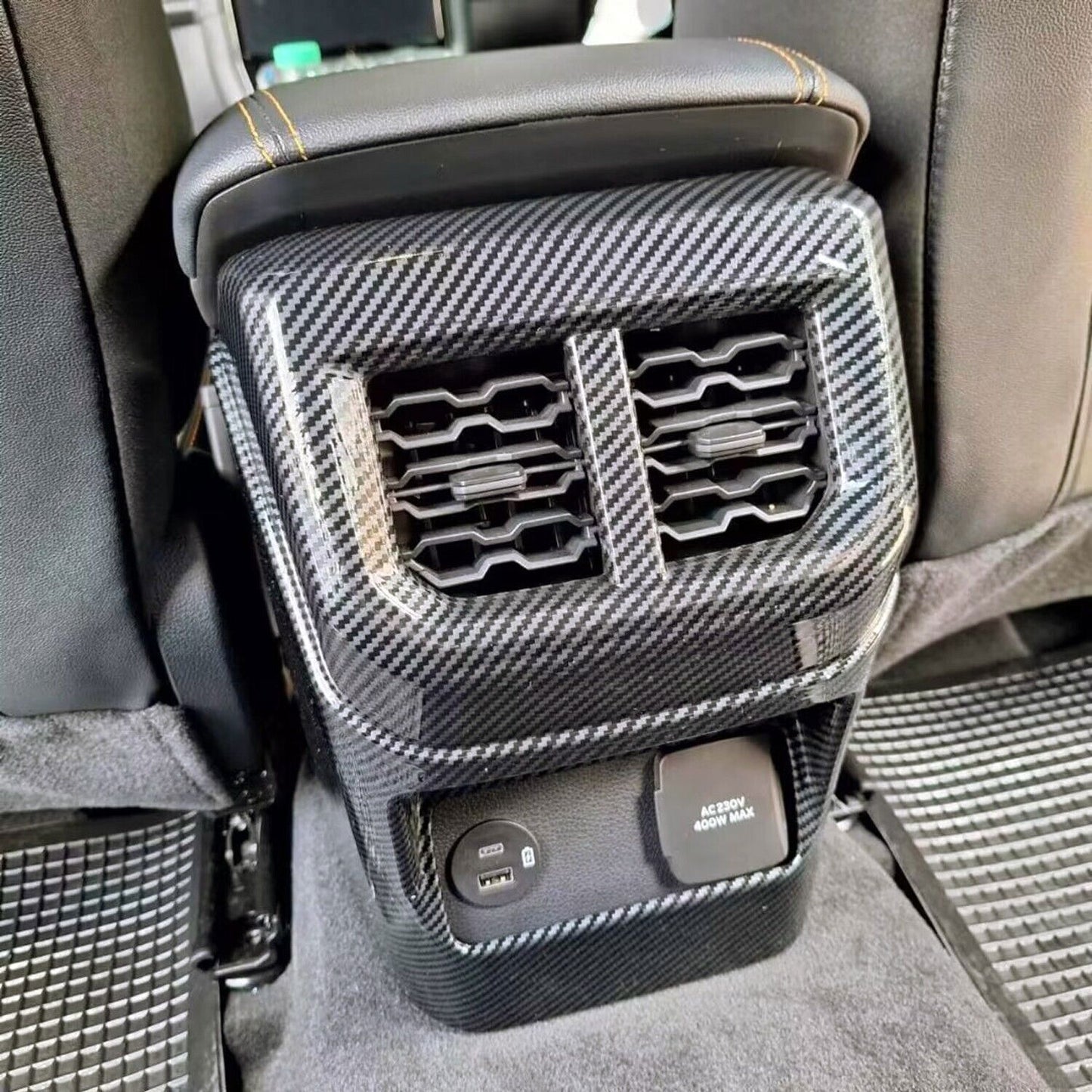 for Ford Ranger 2024-25 Carbon Fiber Style Rear for Seat Air Outlet Vent Trim Cover