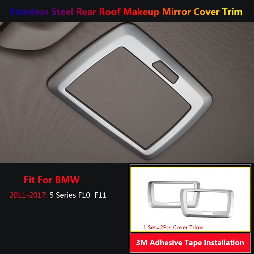 2x Stainless for BMW 5 F10 F11 Car Interior Rear Makeup Mirror Panel Cover Trims