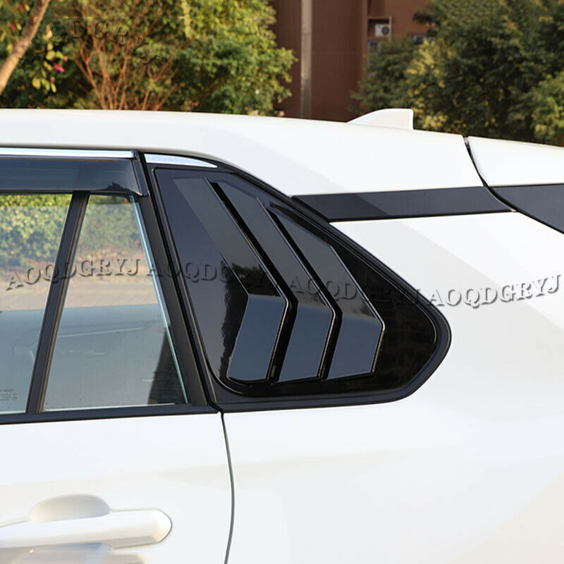 Glossy Black Rear Window Louver Shutter Cover Trim 2X for Toyota RAV4 2019-2022