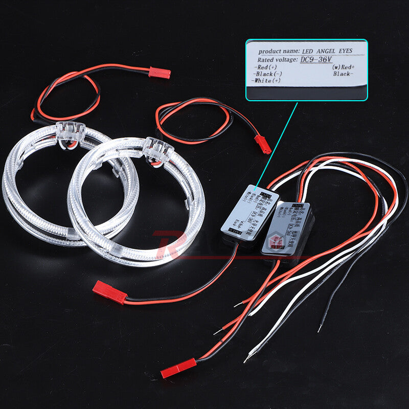 2X 80mm LED Light Guide Red Angel Eyes Halo Rings DRL for Car Headlight Retrofit