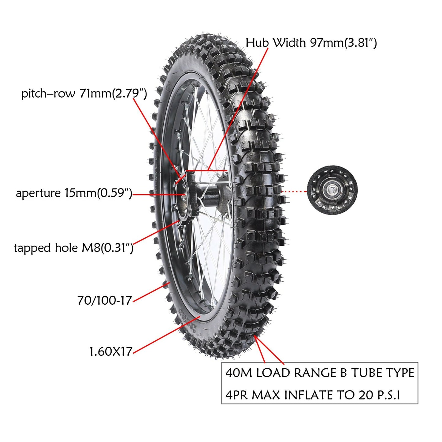 17 14 Front 70/100-17 Rear 90/100-14 Tyre Wheel Pit Dirt Bike 125cc 140cc 150