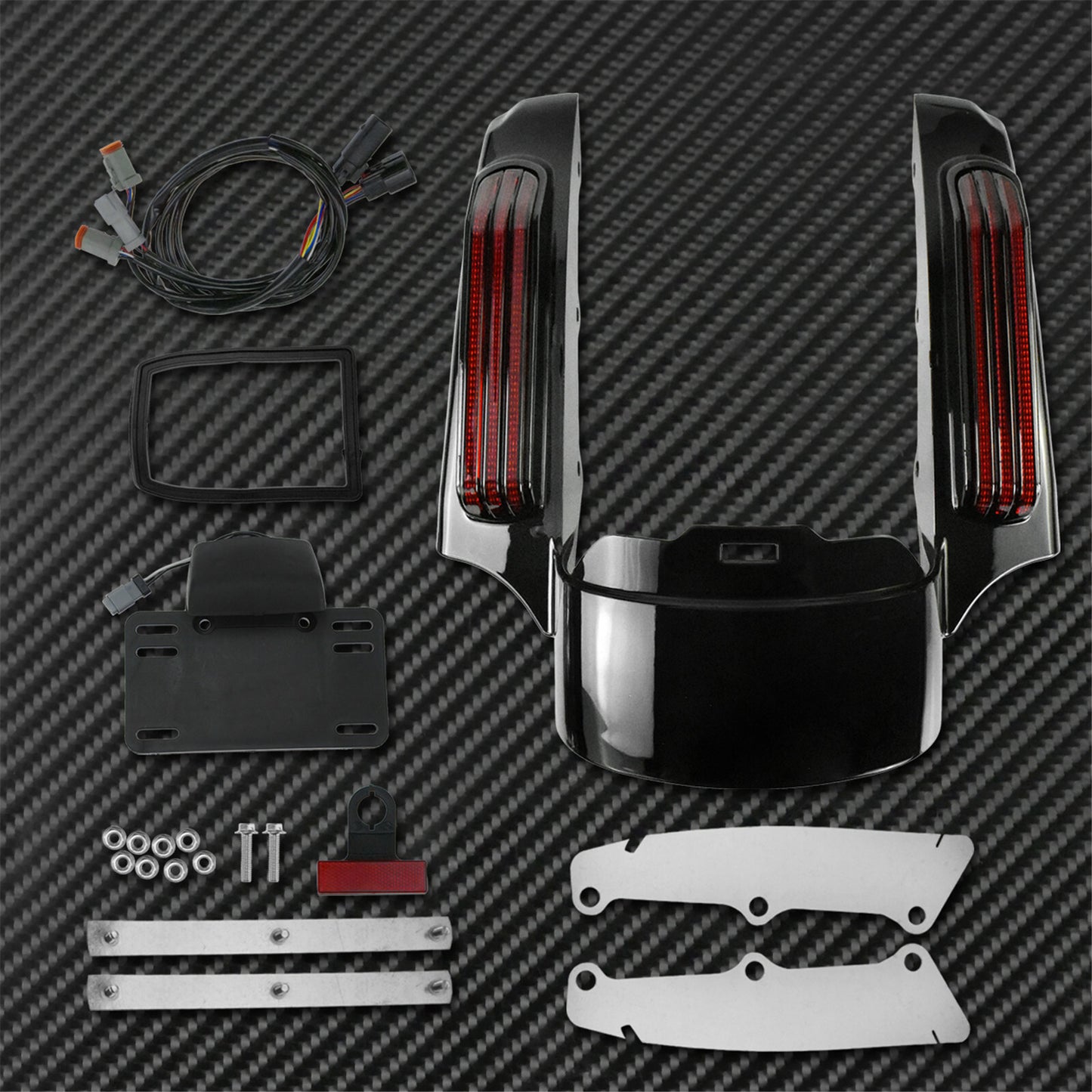 Rear Fender Extension LED Light+Saddlebag Tail Light Fit For Touring 2014-up