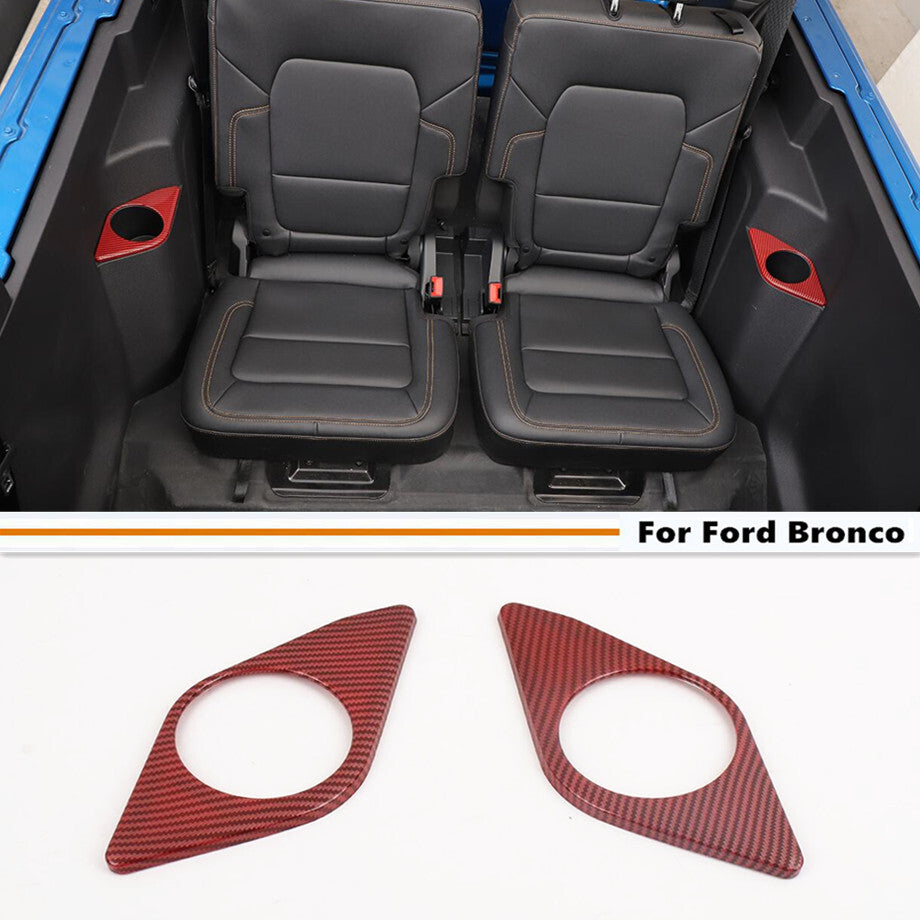 Suitable for 21-24 for Ford for Mustang 2-door Red Carbon Interior Rear for Seat Cupholder Cover Trim