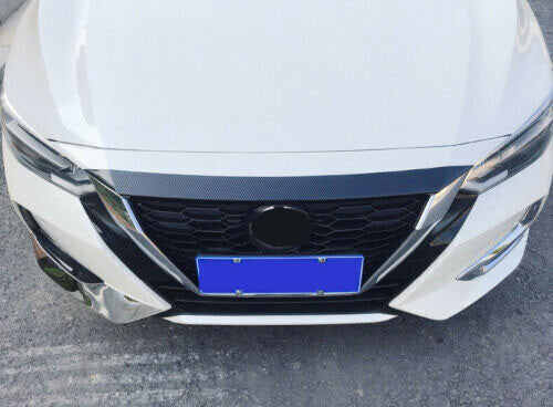 for Nissan Sentra 2020-23 Carbon Fiber ABS Front Hood Grill Cover Bonnet Trim 1x