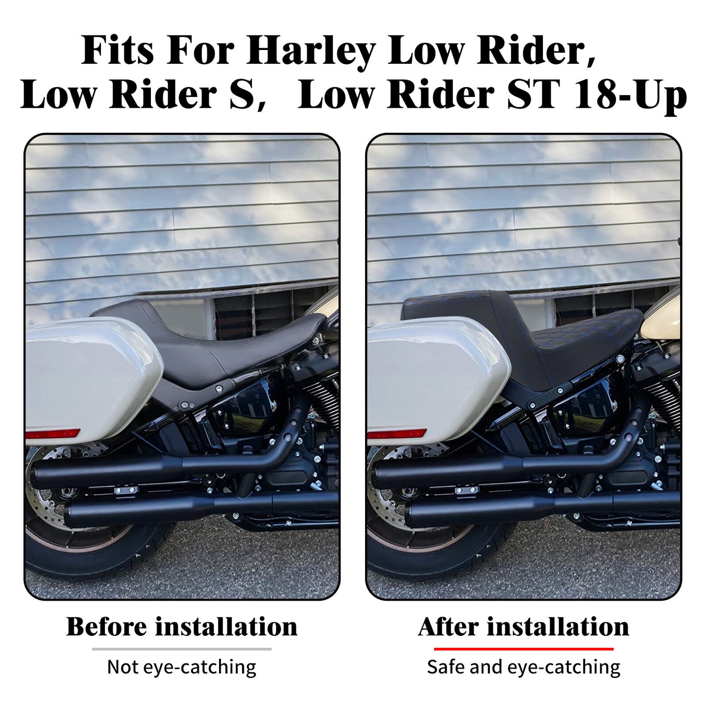Driver Passenger Gel for Seat Blue Line for Harley Low Rider FXLRS FXLRST 2018-2024