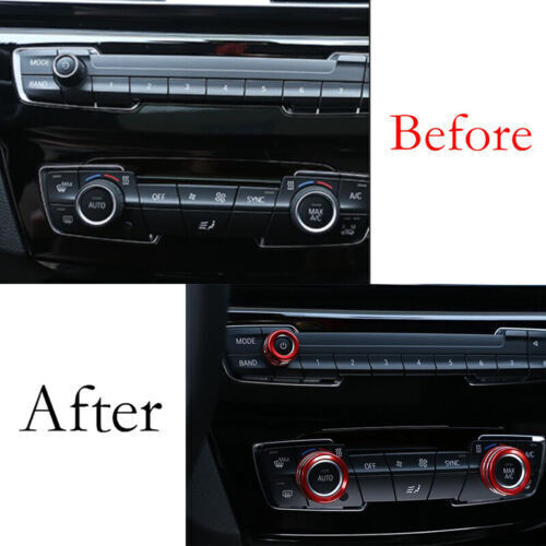 Central Console Ac Knob Cover Trim Fit for BMW F20 F21 F22 F23 Red Aluminum 3PCS