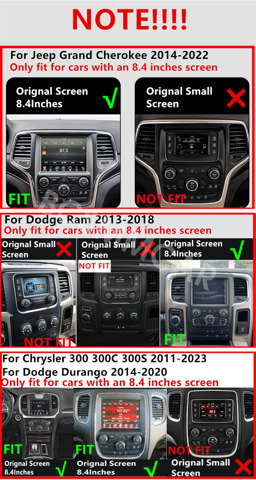 Touch Screen Car Radio Player GPS Navi Bluetooth Fit for Dodge Durango 2014-2020