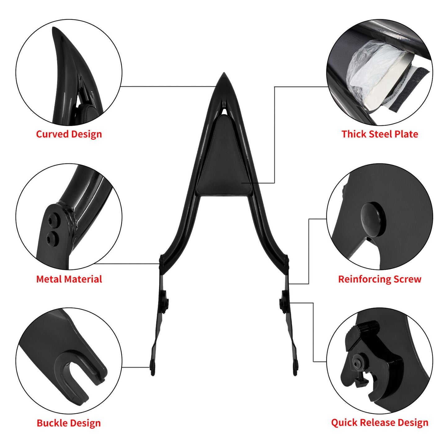 22 Black Detachable Passenger Backrest Sissy Bar for Harley Electra Glide 09-23