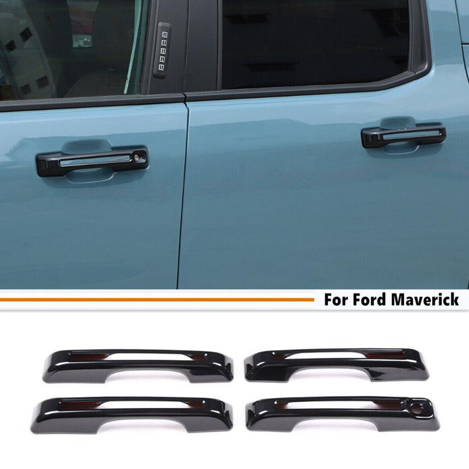 Gloss black exterior door handle cover trim available for 2022-2024 for Ford Maverick.
