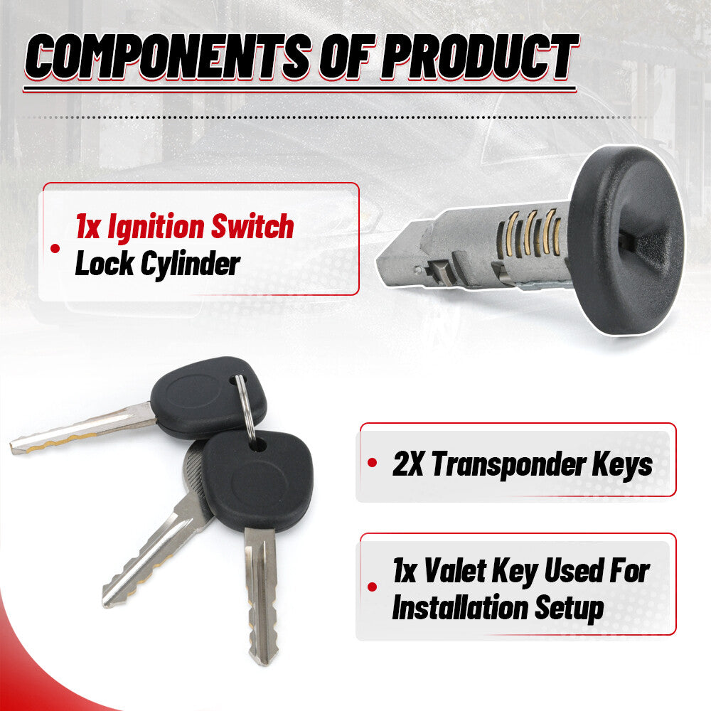 Ignition Lock Cylinder w/ Chip 3 Keys Programmed For GM for Chevy Express 19120038