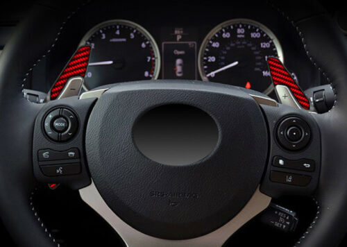 2P Steering Wheel Shift Paddle Shifter for Lexus NX300h 2015-21 Red Carbon Fiber
