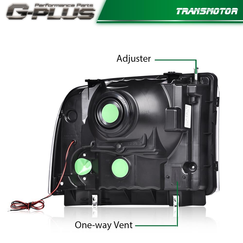 Suitable for 05-07 F250 F350 F450 F550 Super Duty LED DRL headlights in black.