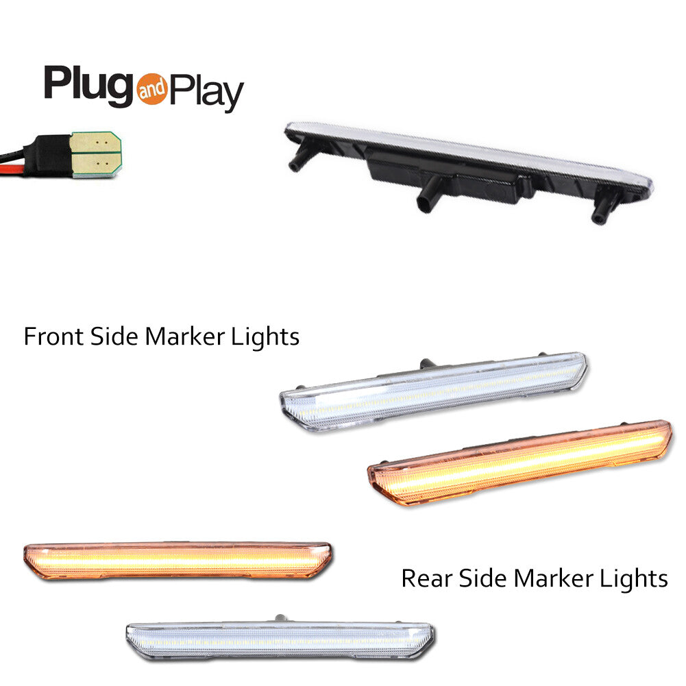 4-Pack Clear F/R Amber LED Side Marker Lights for 2020-2024 for GMC for Sierra 2500 3500HD