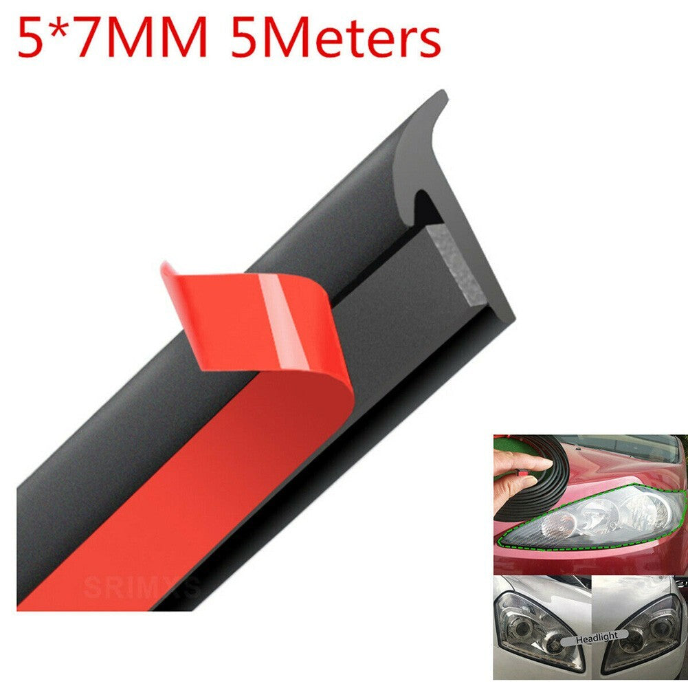 5M T-Type Rubber Sealing Strip/Black For Car Edge Trim Bumper Lip Side Skirt 1pc