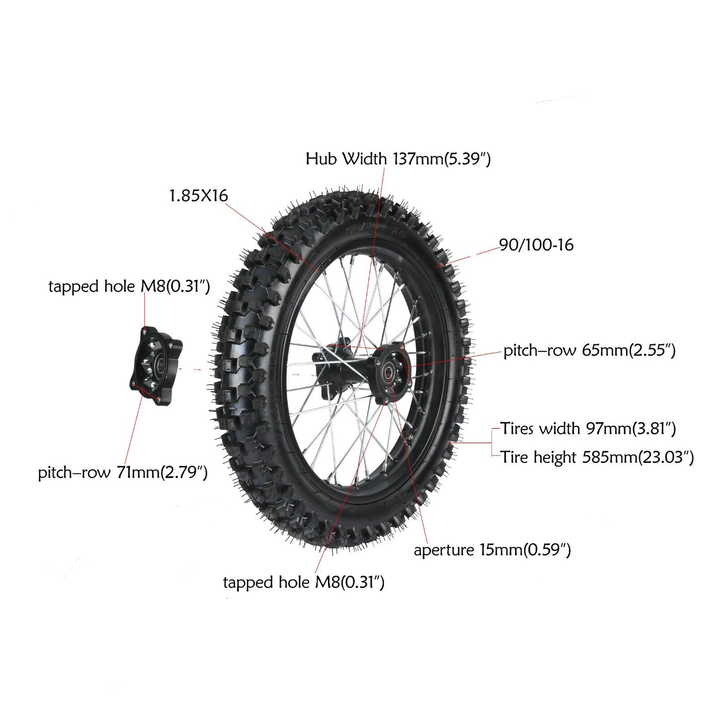 70/100-19 90/100-16 Tyre Rim Front Rear Wheels For Dirt Bike Motocross Offroad