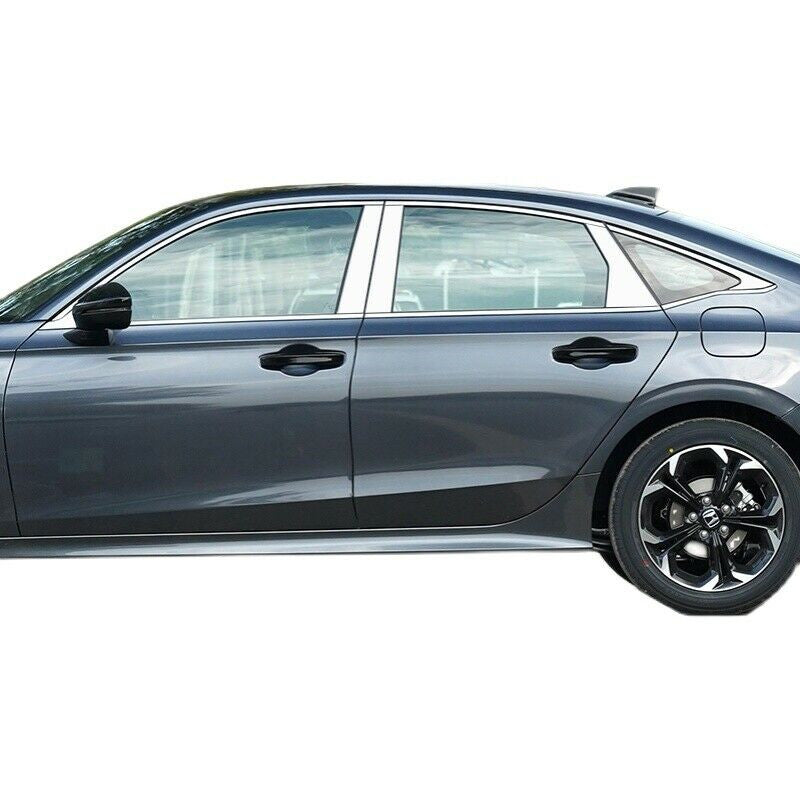 for Honda for Civic Sedan 2022-2023 Chrome Side Window Frame Molding Cover Trims Set