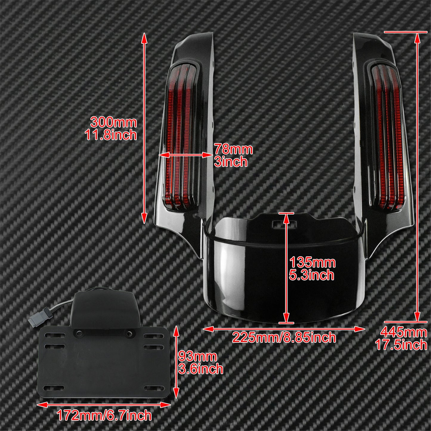 Motorcycle Rear Fender Fascia LED Light+Saddlebag Turn Tail Lamp Fit For Touring