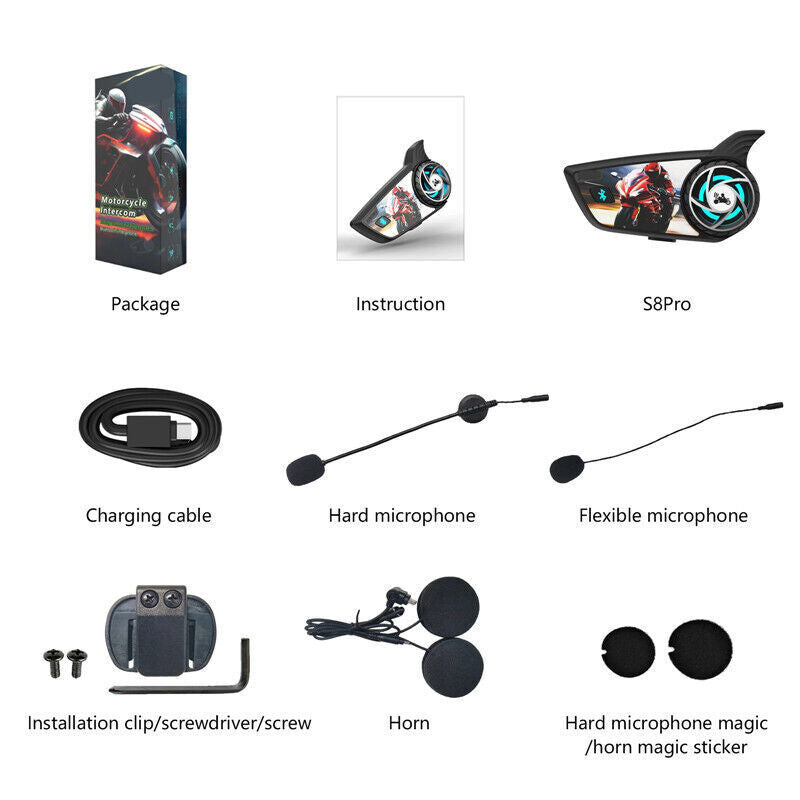 Motobike Earphones Helmet Headset Bluetooth 5 Headphones Wireless Stereo Earbud