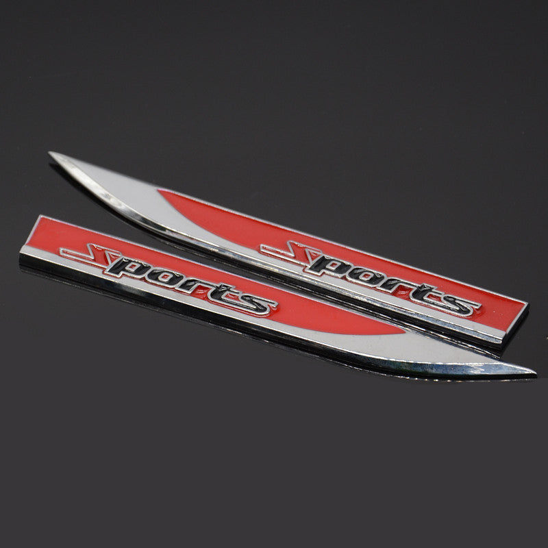Red Sport Car Blade Dagger Sticker Badge Emblem Decal Landmarks Metal Mark Decor