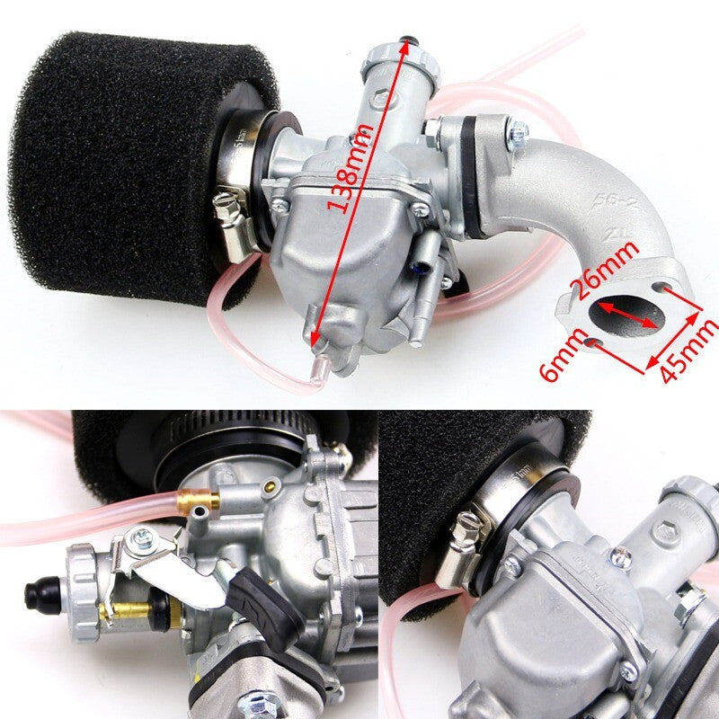 VM22 26mm carburetor intake is suitable for 125cc, 140cc, 150cc CRF70, KLX, BBR, and Apollo engines.