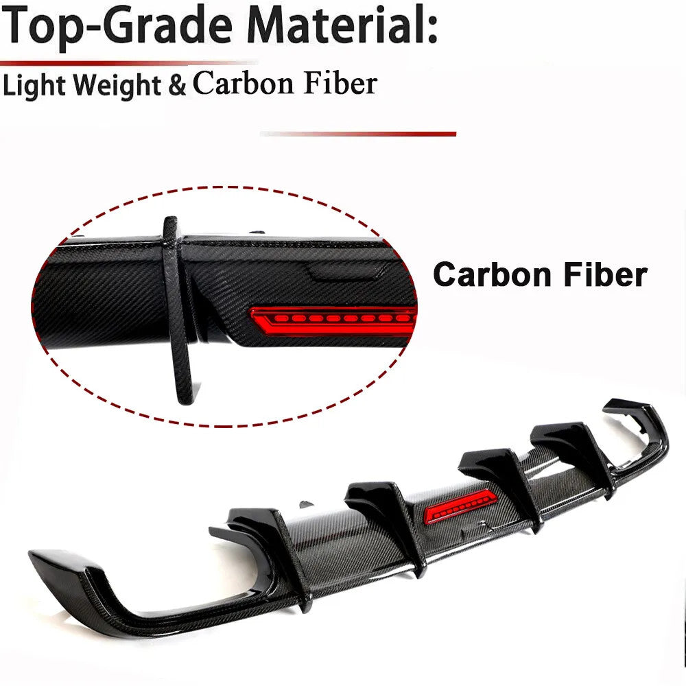 Carbon Fiber Rear Bumper Diffuser Lip Spoiler Fit for Audi A4 B9 Sedan 2017-2019