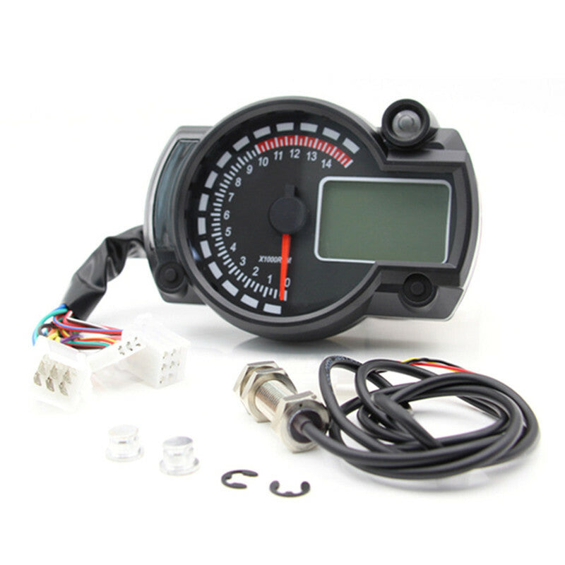 Motorcycle Dashboard LCD Digital DualSpeed Odometer Speedometer Tachometer Meter