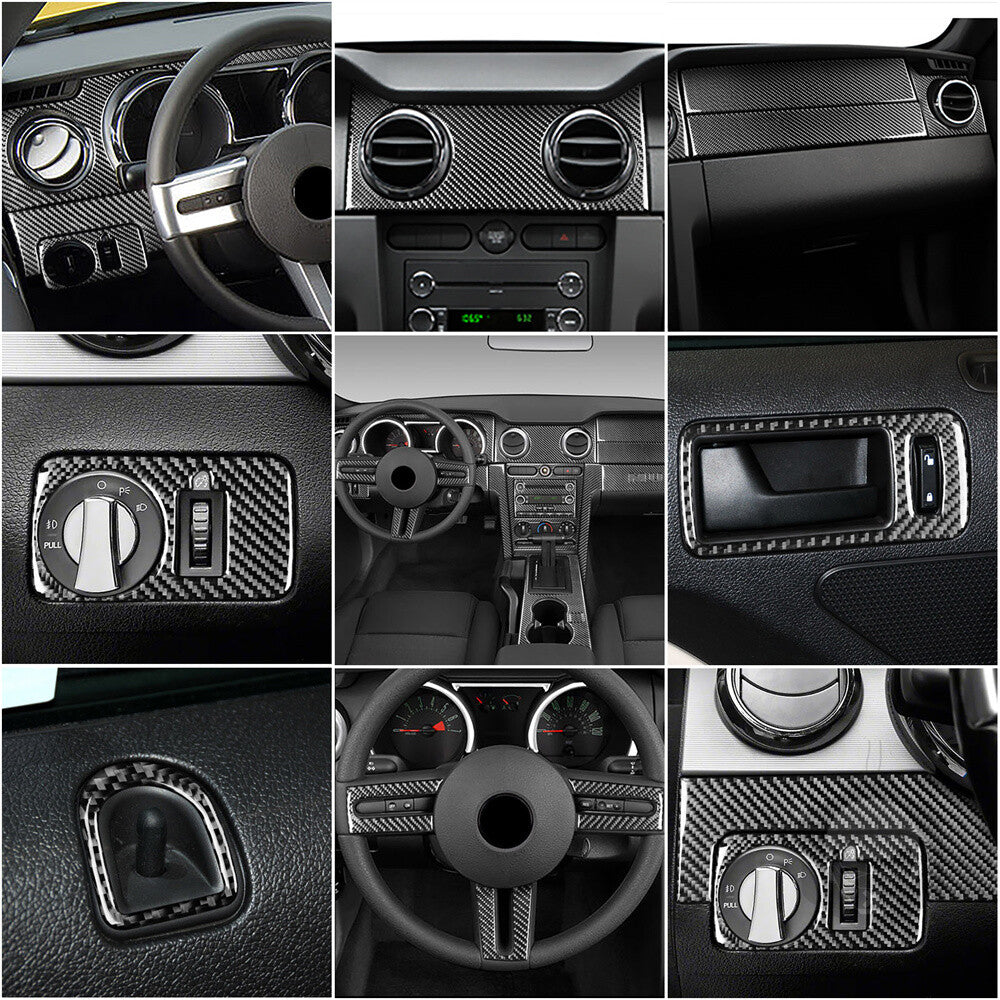 16¡ÁCarbon Fiber Interior Kit Set Trim for Ford for Mustang 2005-2009 Dashboard Cover