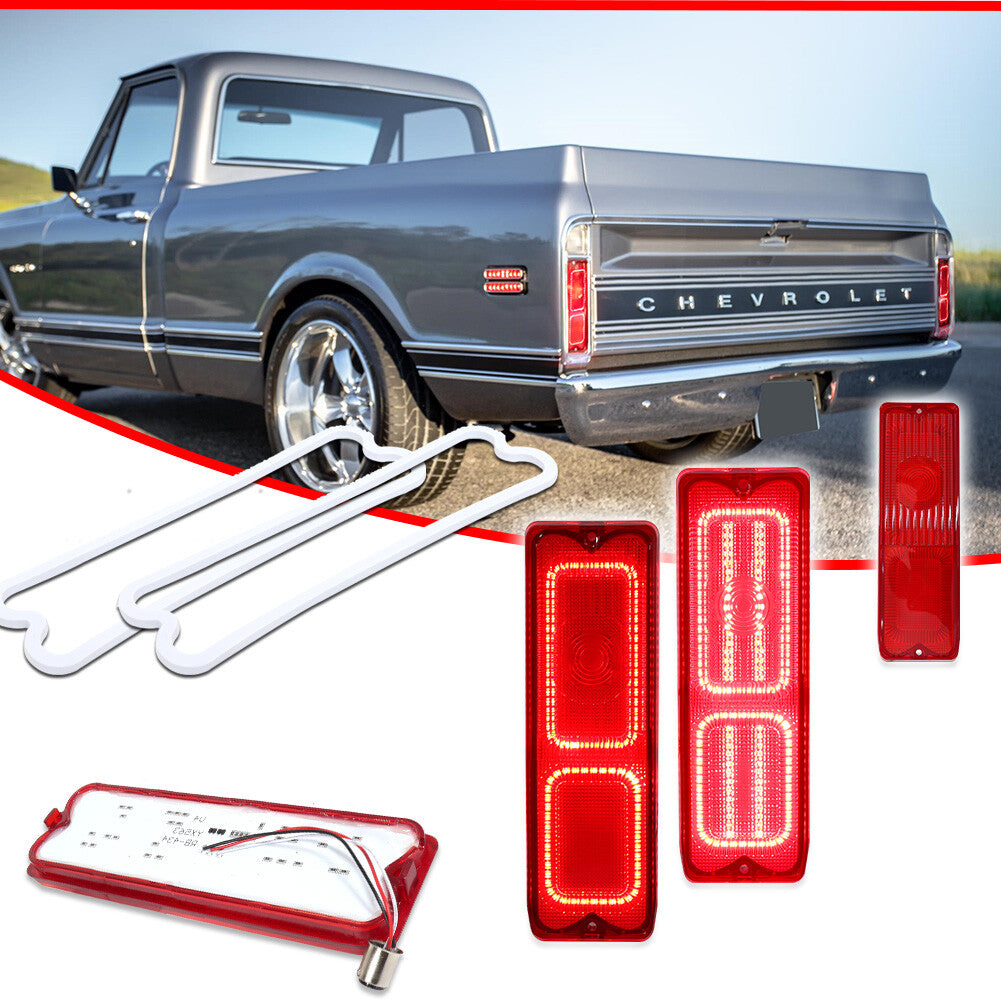pair of custom LED brake taillight lens kits for 1967-1972 for Chevrolet pickup trucks.