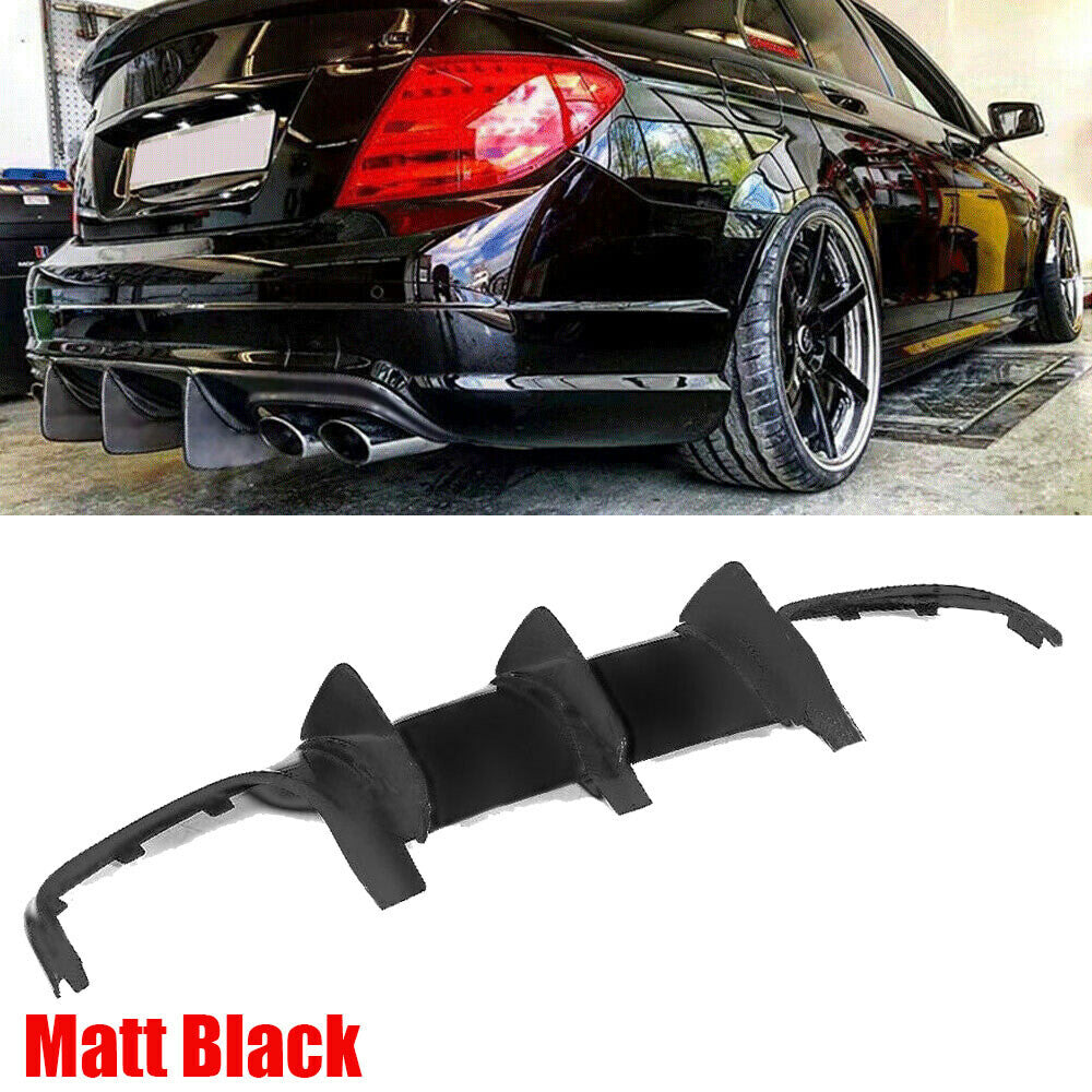 Fits for Benz W204 C63 AMG 09-11 Matte Black Rear Bumper Diffuser Spoiler Big Fins