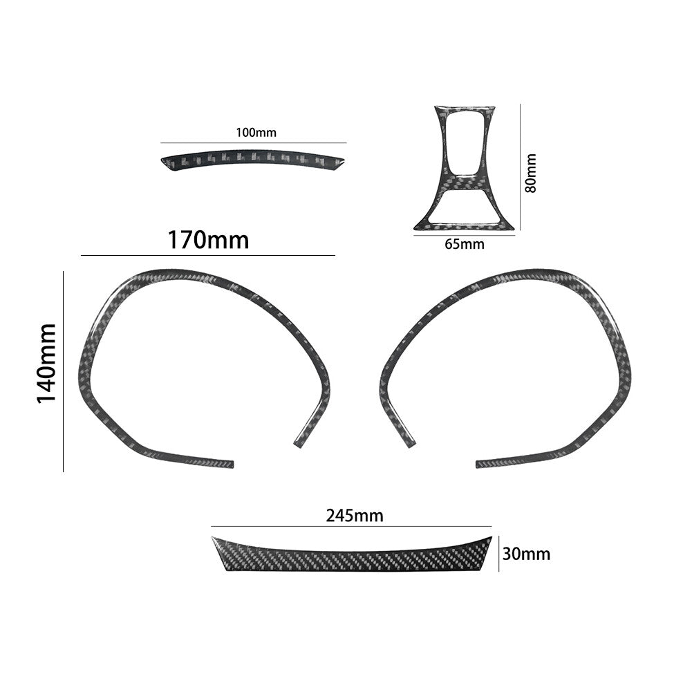 5Pcs Carbon Fiber Ineterior Speedometer Cover Trim for Ford Fiesta 2011-2015
