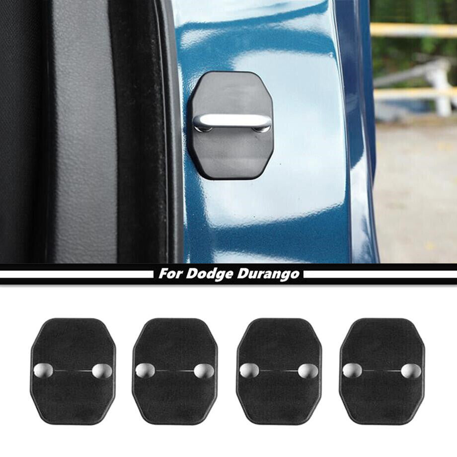 4P Car Door Lock Protector Cover Accessory for Dodge Durango 11-24 Black