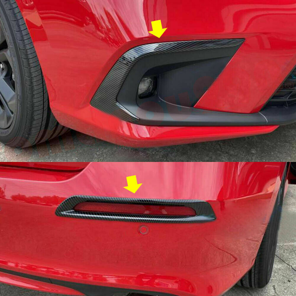 4X for Honda for Civic 2022-2023 Carbon Fiber Grain Fog Light Lamp Cover Trims ABS