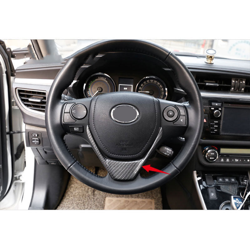 Carbon Fiber Style Inner Steering Wheel Frame Decorator Cover for Corolla 14-19