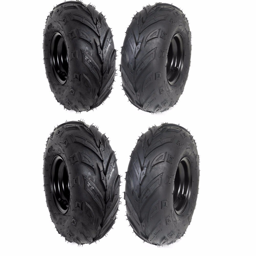 4-Piece Set of 6-inch All-Terrain Vehicle Wheels 145/70-6 (145x70-6 Tires, Rim) for Go-Karts, for Mini Bikes, and Lawn Mowers