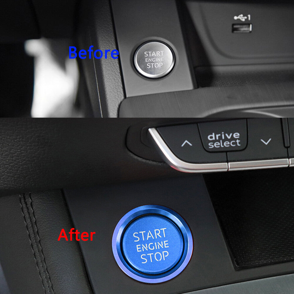 RS Style Blue Keyless Engine Start Stop Button Ring Cover for Audi A7 A5 Q5 A4