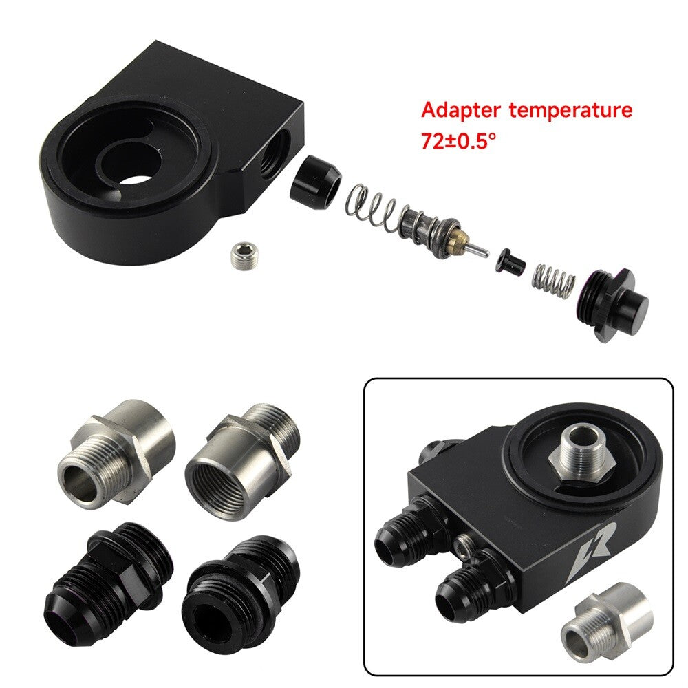 Aluminum OIL FILTER ADAPTER Thermostat 72¡À0.5¡ã M201.5 3/4-16 UNF 1/4NPT BK