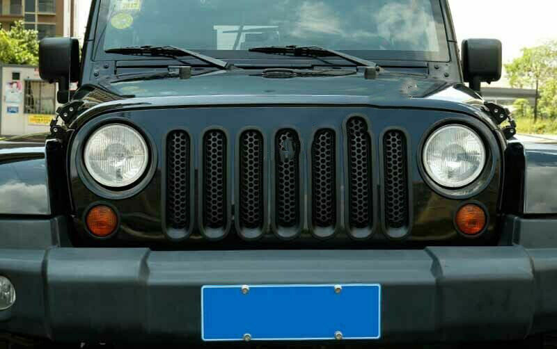 For 2007-2015 for Jeep for Wrangler JK Black Front Center Mesh Grille Grills Cover Trim