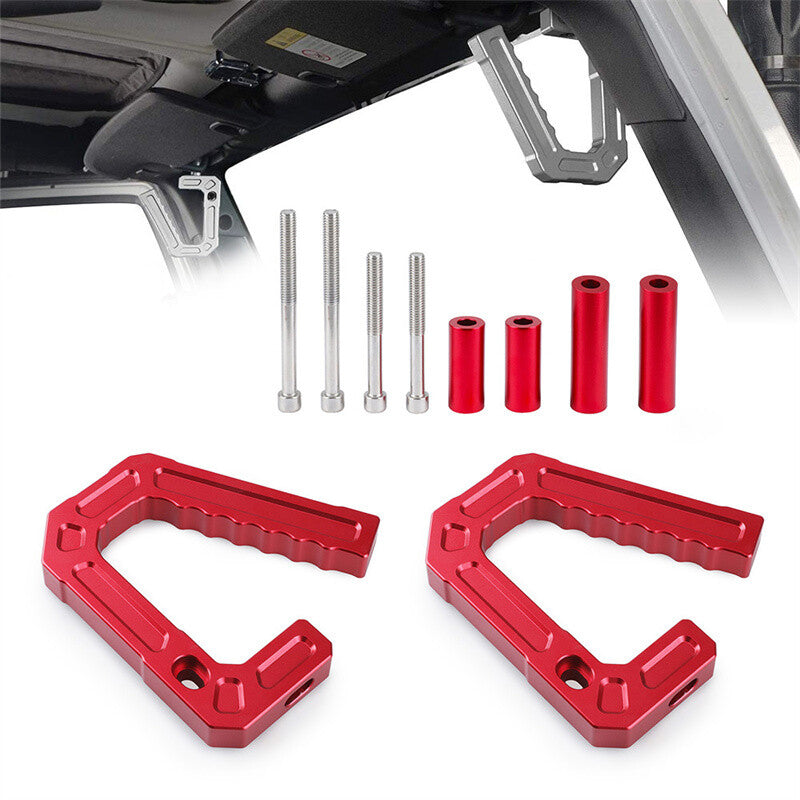 Red Front Rear Grab Handles Kit Aluminum Grab Bar for 07-18 JK for Jeep for Wrangler