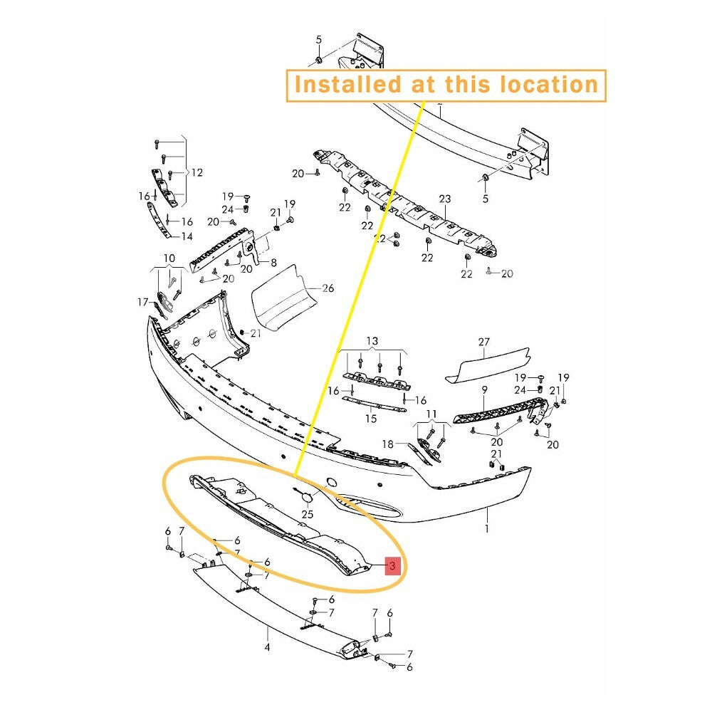 Boiler for rear bumper of for Bentley Flying Spur 14-19 Equipment Manufacturer: 4W0807433A