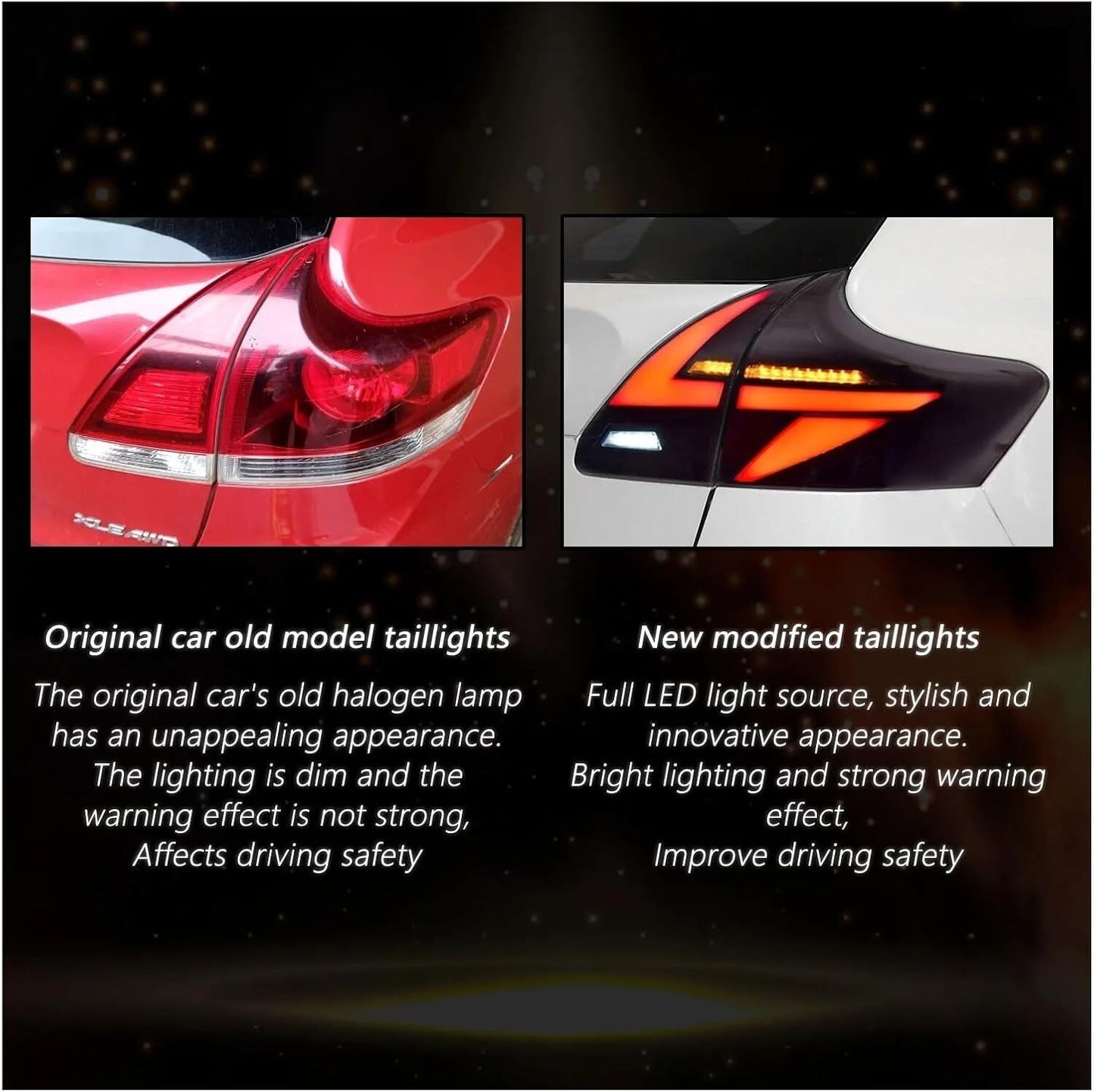 Fits for Toyota Venza 09 2010-2016 LED Projector DRL Black Rear Tail Light Assembly