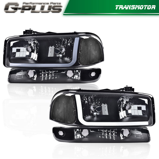 Suitable for 99-07 GMI SIERA/ for YUKON LED DRL Black Transparent Headlight with BUMPER Signal Light