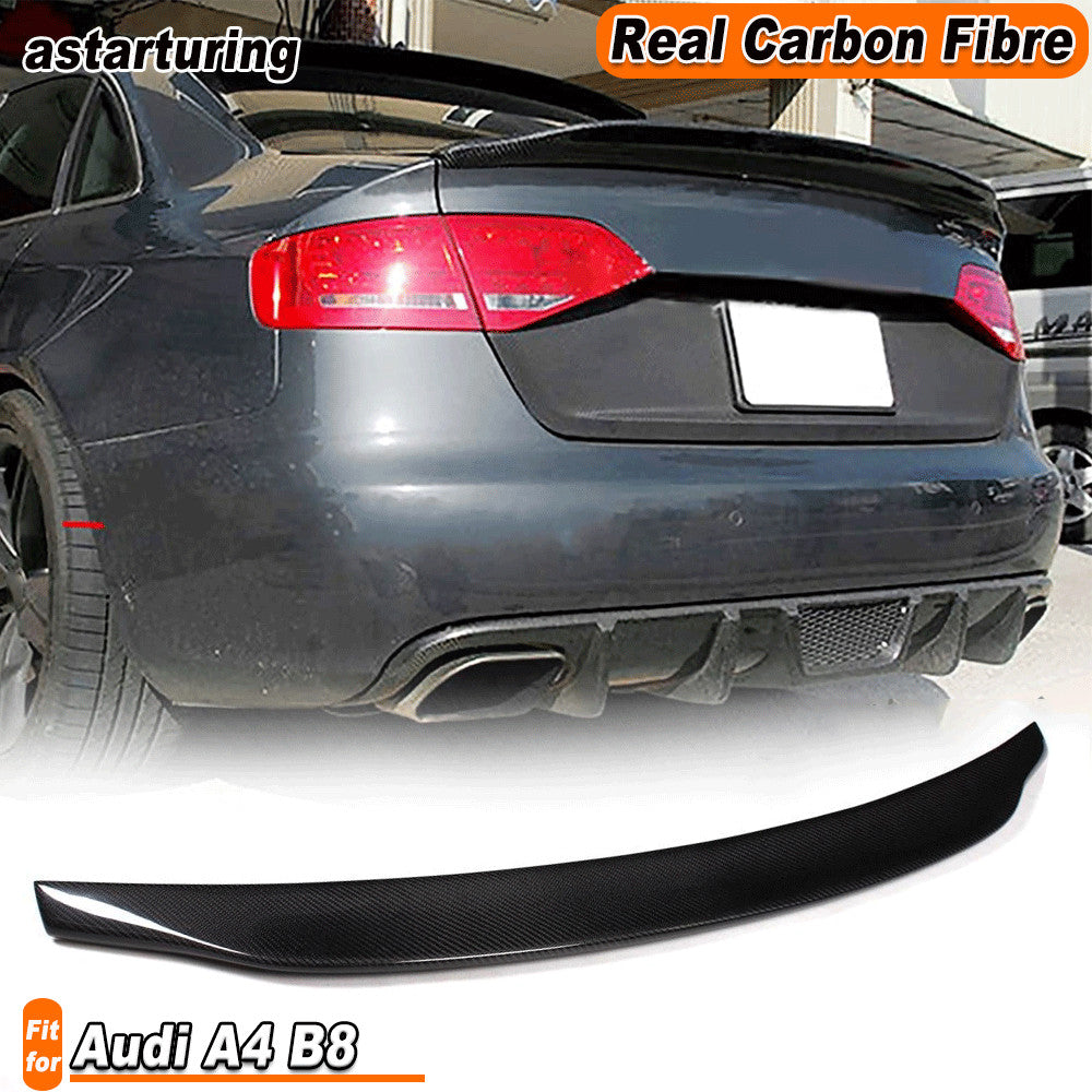 Fit for Audi A4 B8 2009-2012 Sedan Real Carbon Fiber Rear Trunk Spoiler Wing Lip